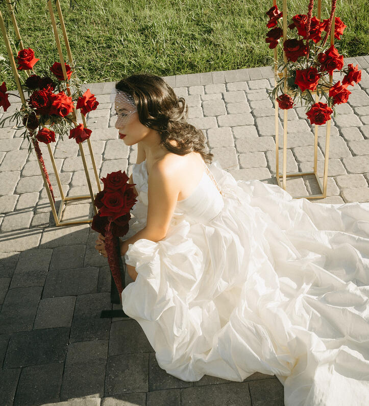 Editorial bridal photoshoot featuring floral designs by Mint Floral Studio of Orlando, FL.