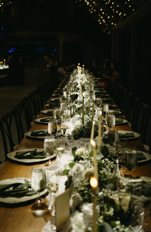 Wedding tablescape details at The Barn 305